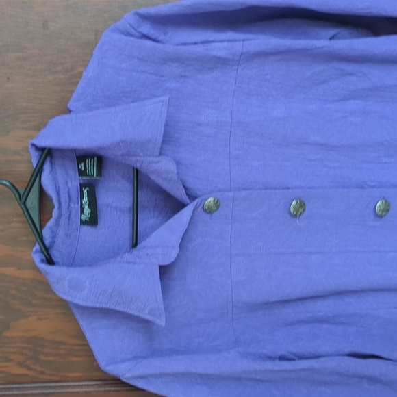 Maggie Barnes Purple Collar Buttons Down Shirt Size 0X 14/16 - Picture 2 of 5